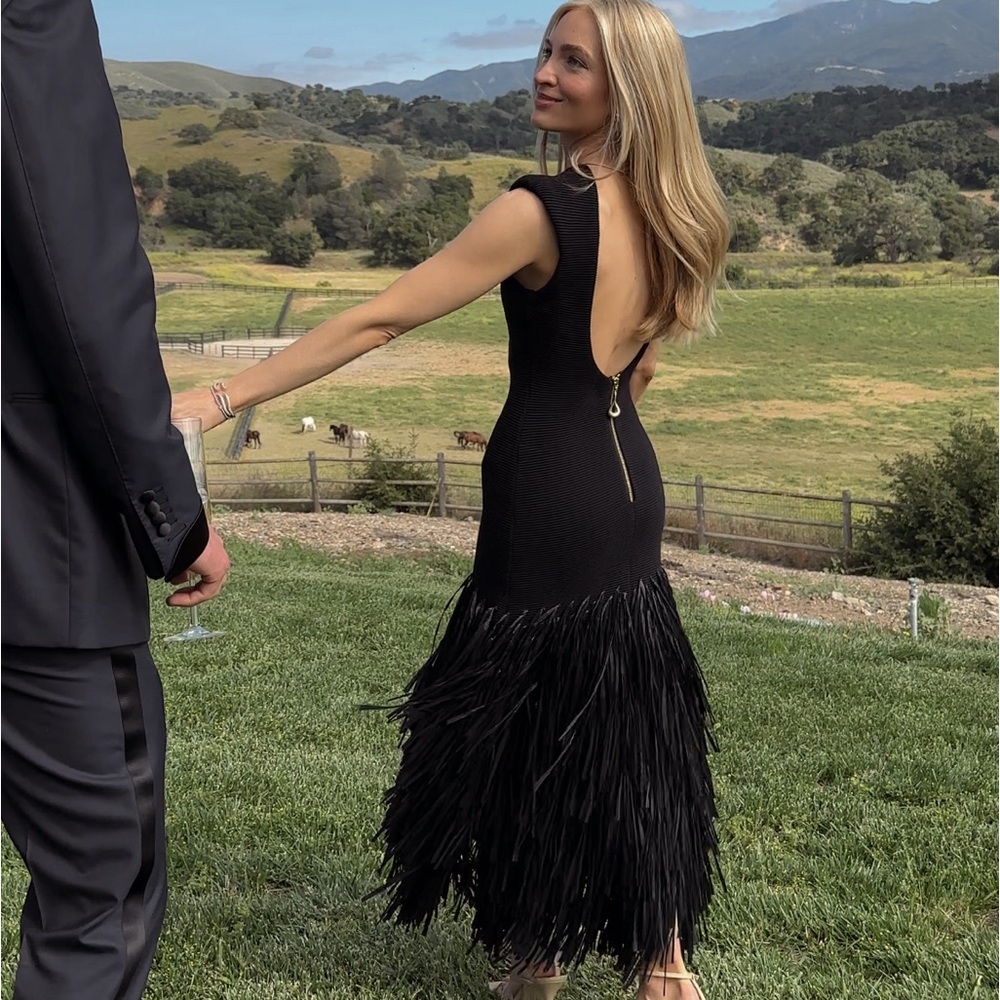 Aje Raffia Trimmed Knit Dress